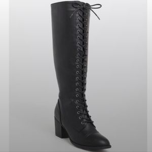 Torrid Black Lace-Up Knee Boot (WW & Extra Wide Calf)